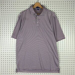 STITCH GOLF Polo Shirt Large Pink Navy Blue Striped Performance Stretch NO LOGO‎